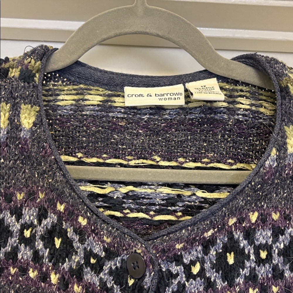 Croft & Barrow Blue and Green Knit Cardigan - Picture 7 of 8
